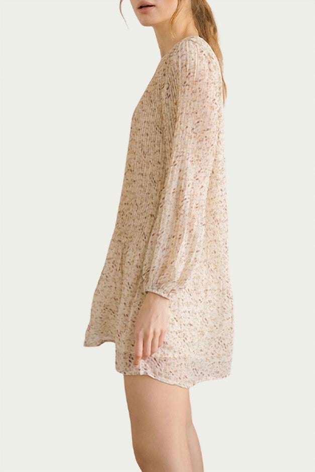 FLORAL-PRINT CHIFFON TUNIC MINI DRESS IN CREAM FLORAL, , alternate image number 5