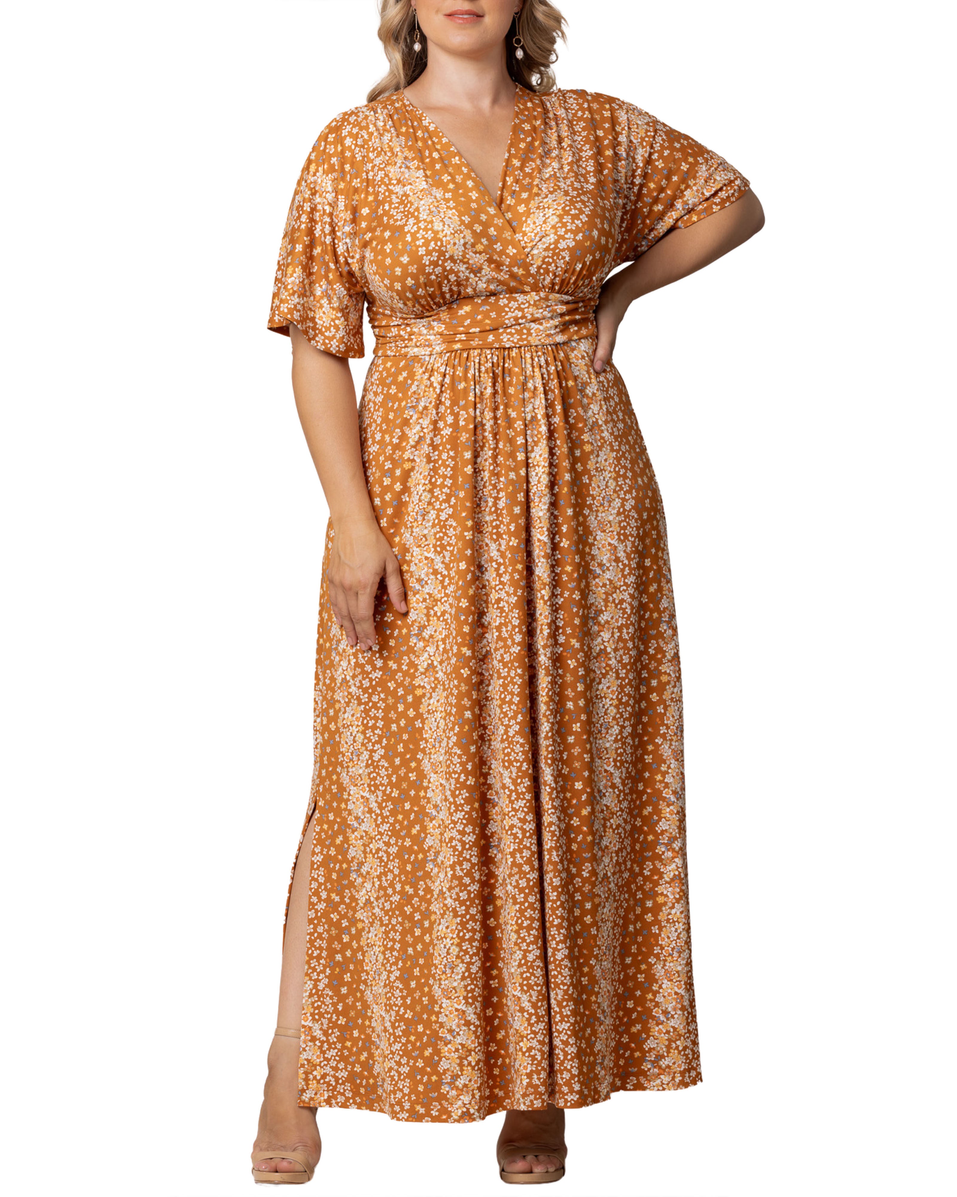 Vienna Maxi Dress, AMBER FLORAL FALLS / Orange, hi-res image number 0