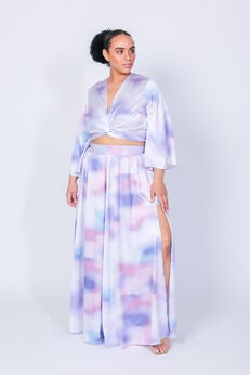 Ashford Simpson Crop Top and Maxi Swing Skirt Two Piece Set