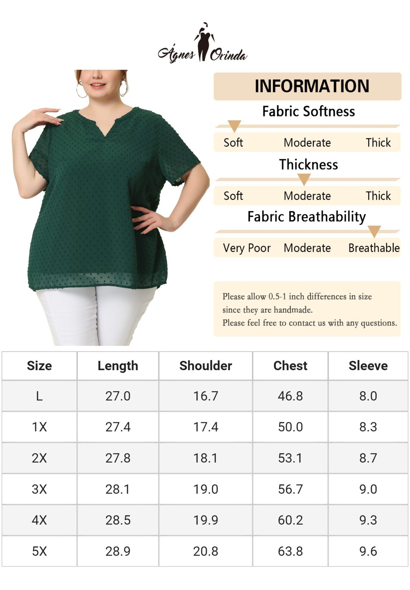 Swiss Dots Notched Neck Short Sleeve Basic Blouse, Dark Green / Hunter Green, alternate image number 4