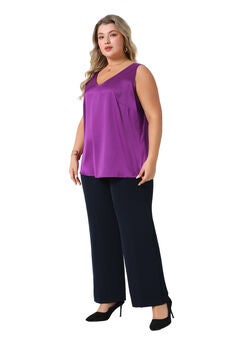 Satin Tank Top V Neck Casual Sleeveless Cami