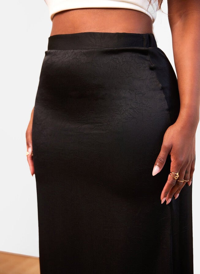 CELINE MAXI SHIFT SKIRT - BLACK, Black / Black, alternate image number null