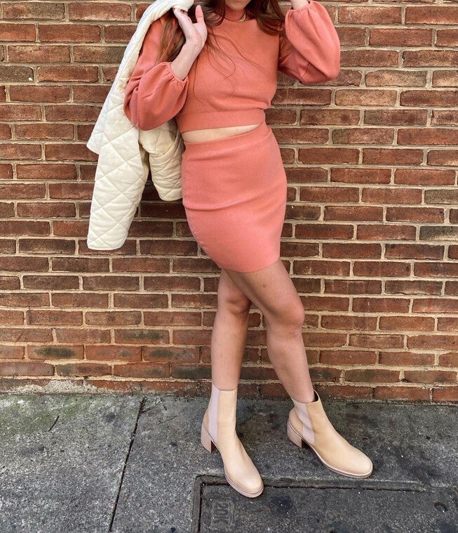SWEATER MINI SKIRT IN TERRA, Terra / Pink, alternate image number null
