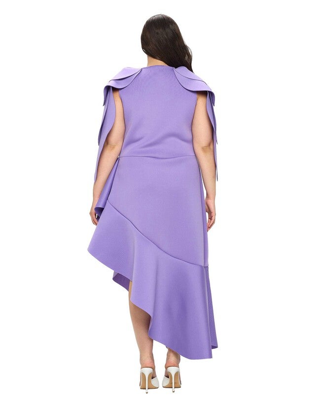 KASKADE RUFFLED NEOPRENE DRESS, Lavender / Purple, alternate image number 2
