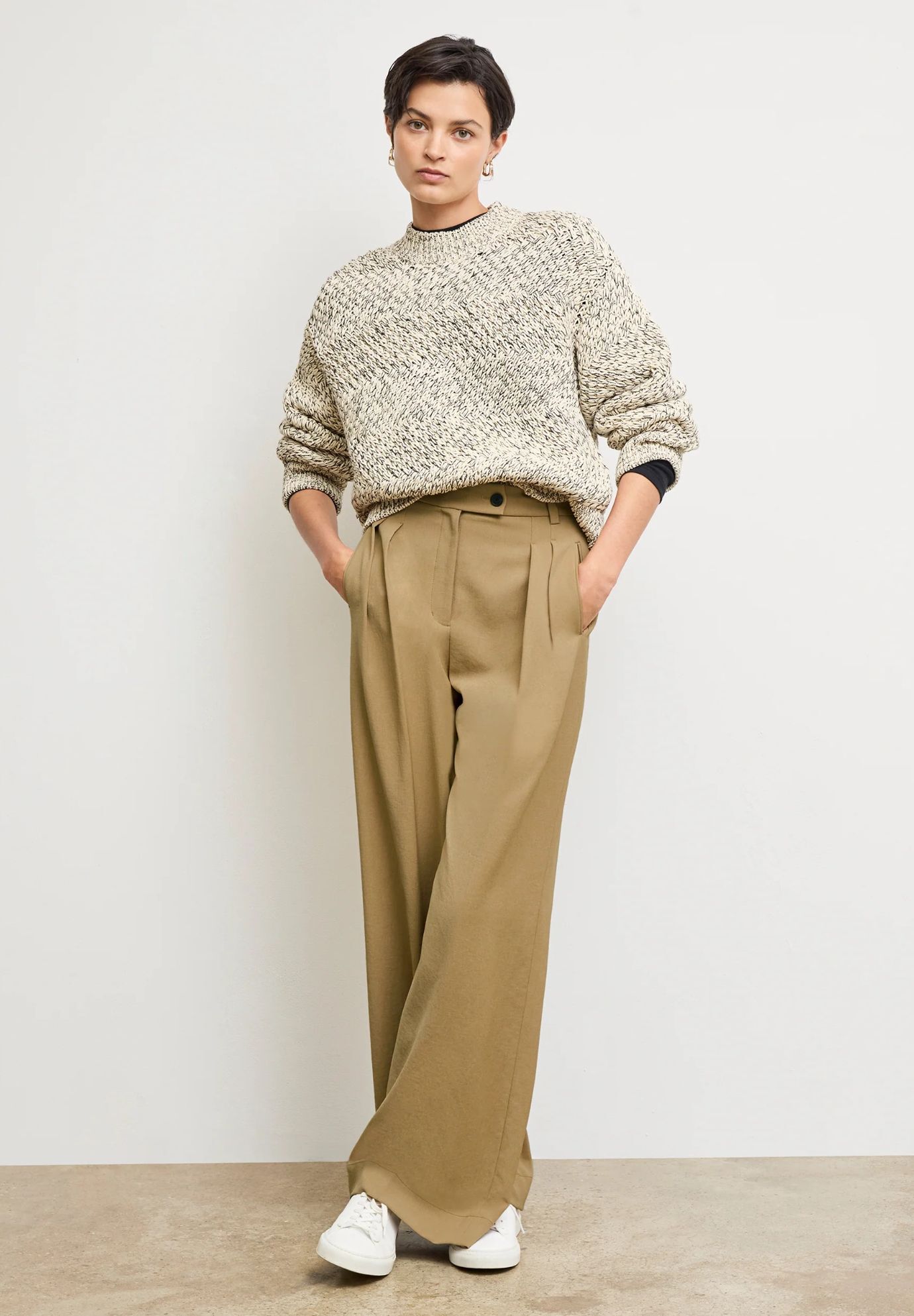 Bia Pleated Trouser - Air Twill, Macaroon / Brown, hi-res image number 0