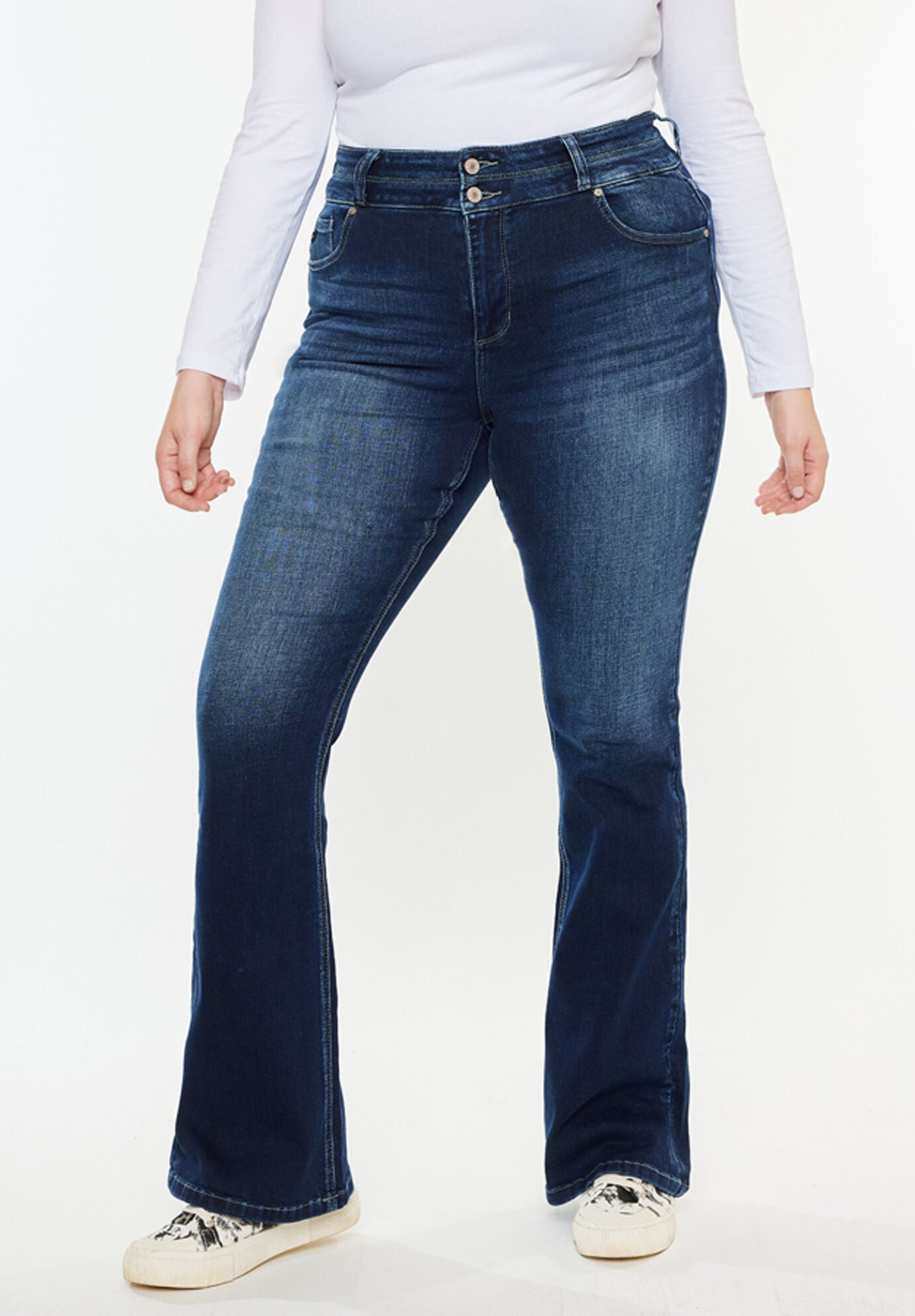 Samaria High Rise Skinny Bootcut (Plus Size), Dark Wash / Dark Wash, alternate image number 4
