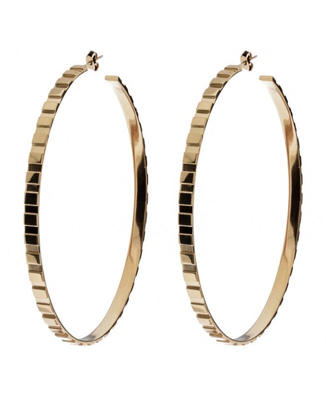 Rectangle Step Pattern Hoops Gold, Gold / Gold, hi-res image number 0