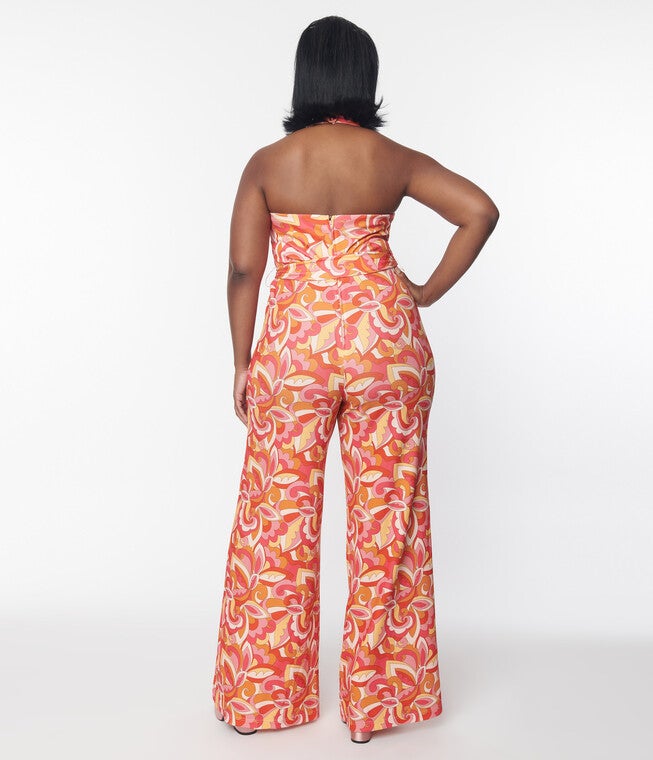 Smak Parlour Orange Psychedelic Paisley Glamour Goddess Jumpsuit, , alternate image number null