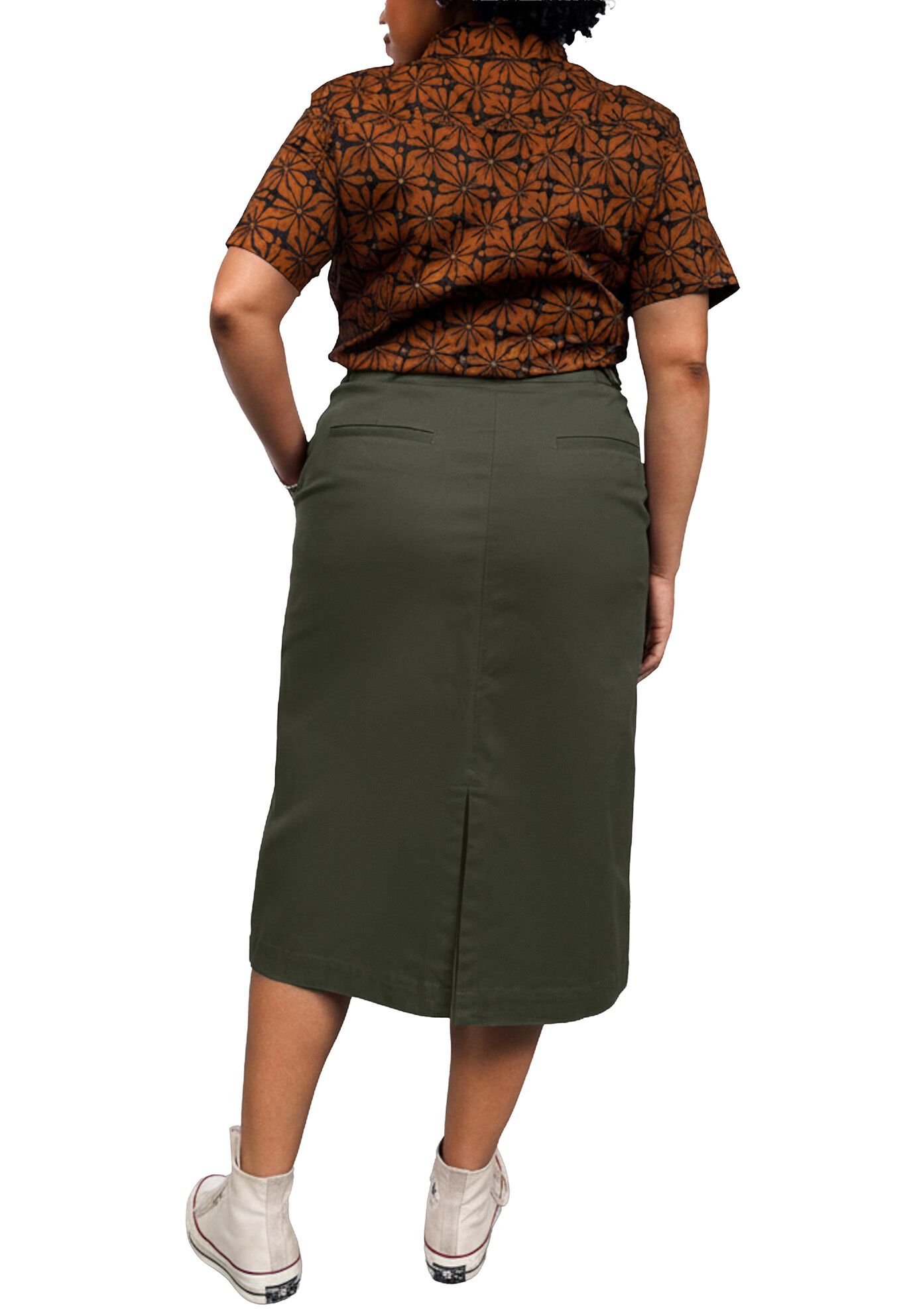 The Essential Cotton Twill Utility Wrap Skirt, SPRUCE / Forest Green, alternate image number 2