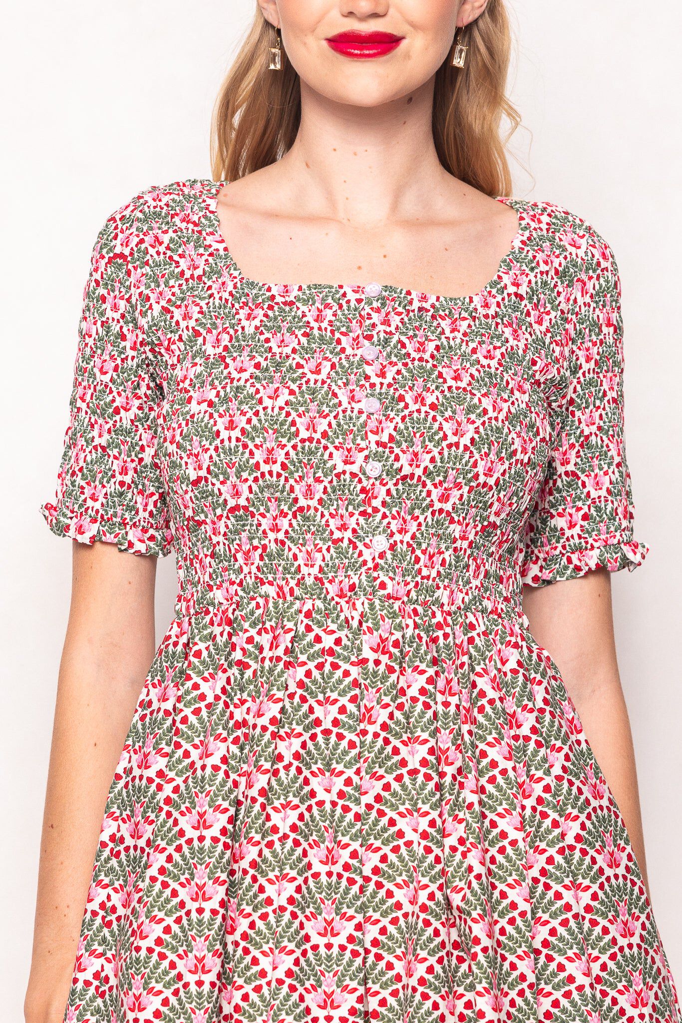 Parker Dress, Floral Fan / White, alternate image number 3