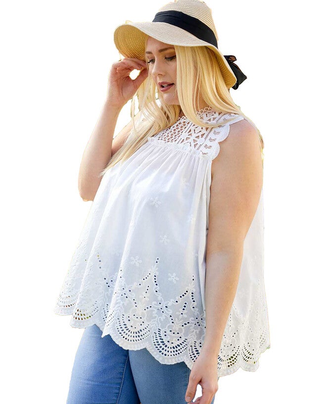 Daisy Cotton Eyelet Lace Tank, , alternate image number 3