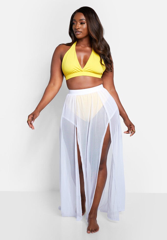 Luz Sheer Maxi Cover Up Skirt, White / White, alternate image number 1