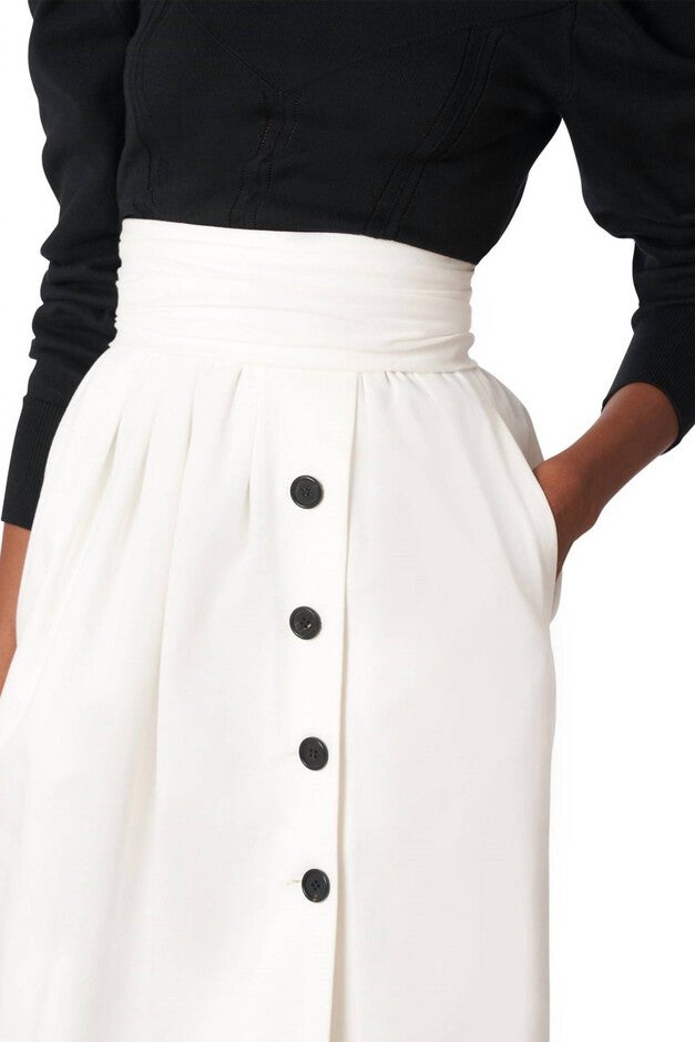 HIGH WAIST SKIRT IN WHITE, White / White, alternate image number null