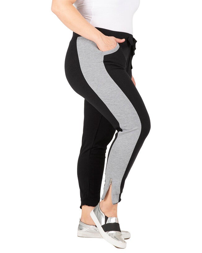 Sami French Terry Mesh Side Ankle Zip Pull On Jogger Pants, BLACKGREY / Black, alternate image number 1