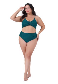 High Waisted V Neck Two Piece Bikini Set