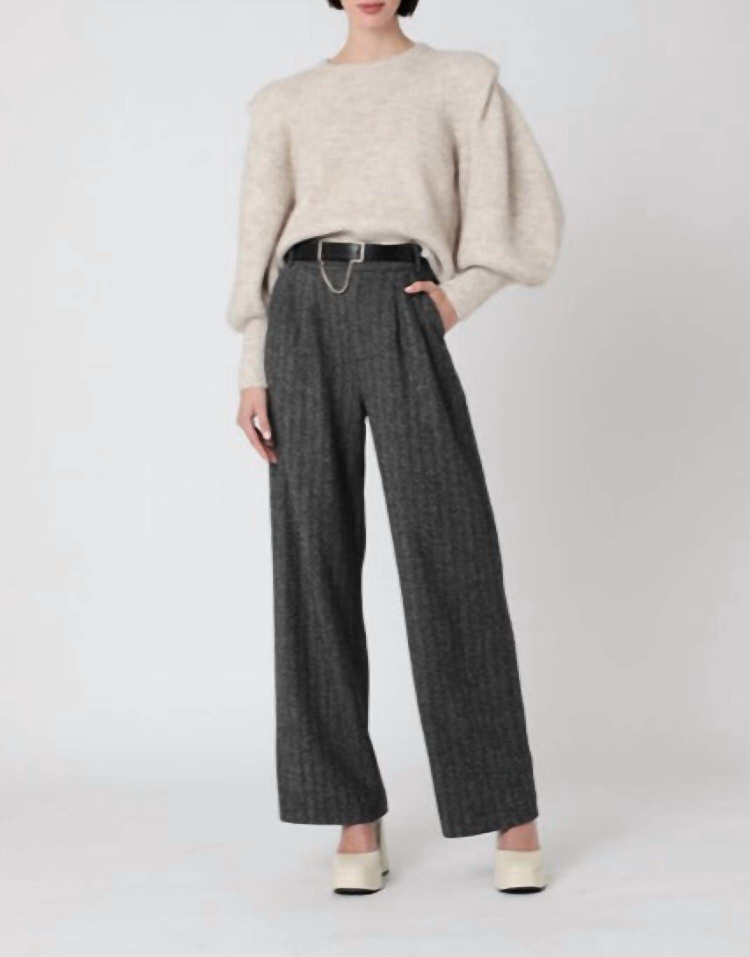 BEIGE HEATHER SWEATER IN BEIGE, Beige / Beige, alternate image number 2