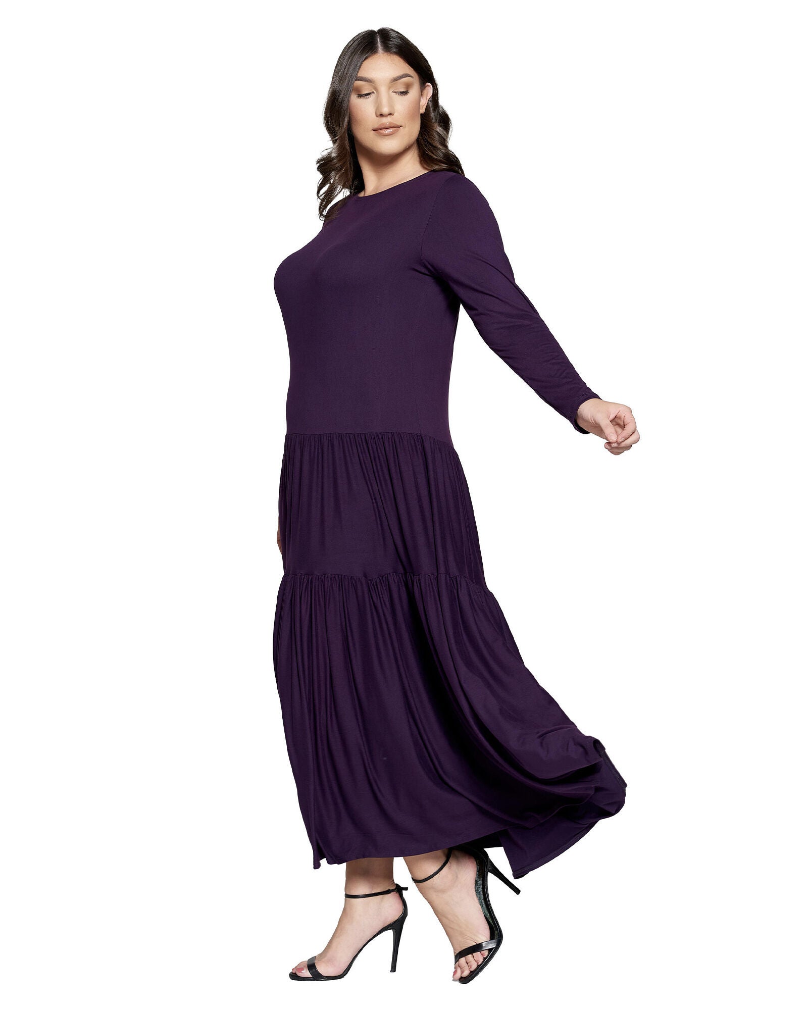 Tiered Maxi Dress, Eggplant / Purple, alternate image number 2