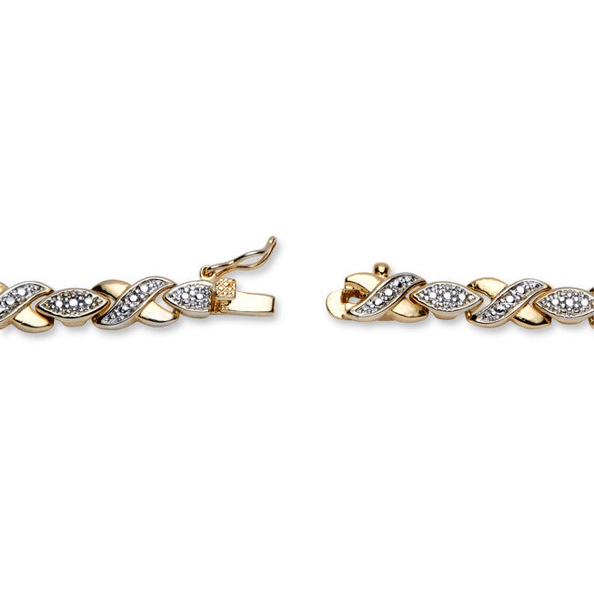 1/5 TCW Diamond X and O Necklace in 18k Gold-Plated, White / White, alternate image number null