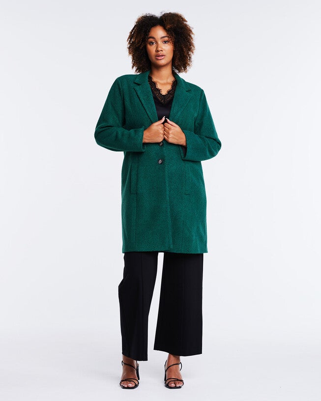 Wander Green Collared Coat, Emerald / Forest Green, alternate image number 1