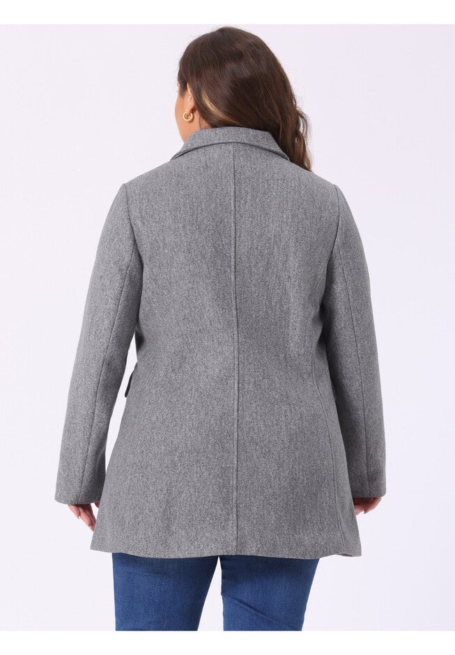 NOTCHED LAPEL DOUBLE BREASTED COAT, Grey / Light Grey, alternate image number 3