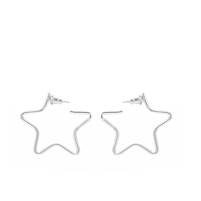 Small Full Star Earrings Silver, Silver / Silver, hi-res image number 0