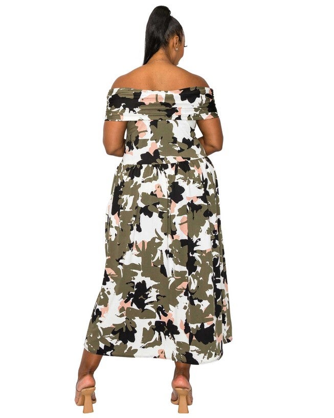 LIZA OFF SHOULDER MAXI DRESS, Olive / Olive Green, alternate image number 2