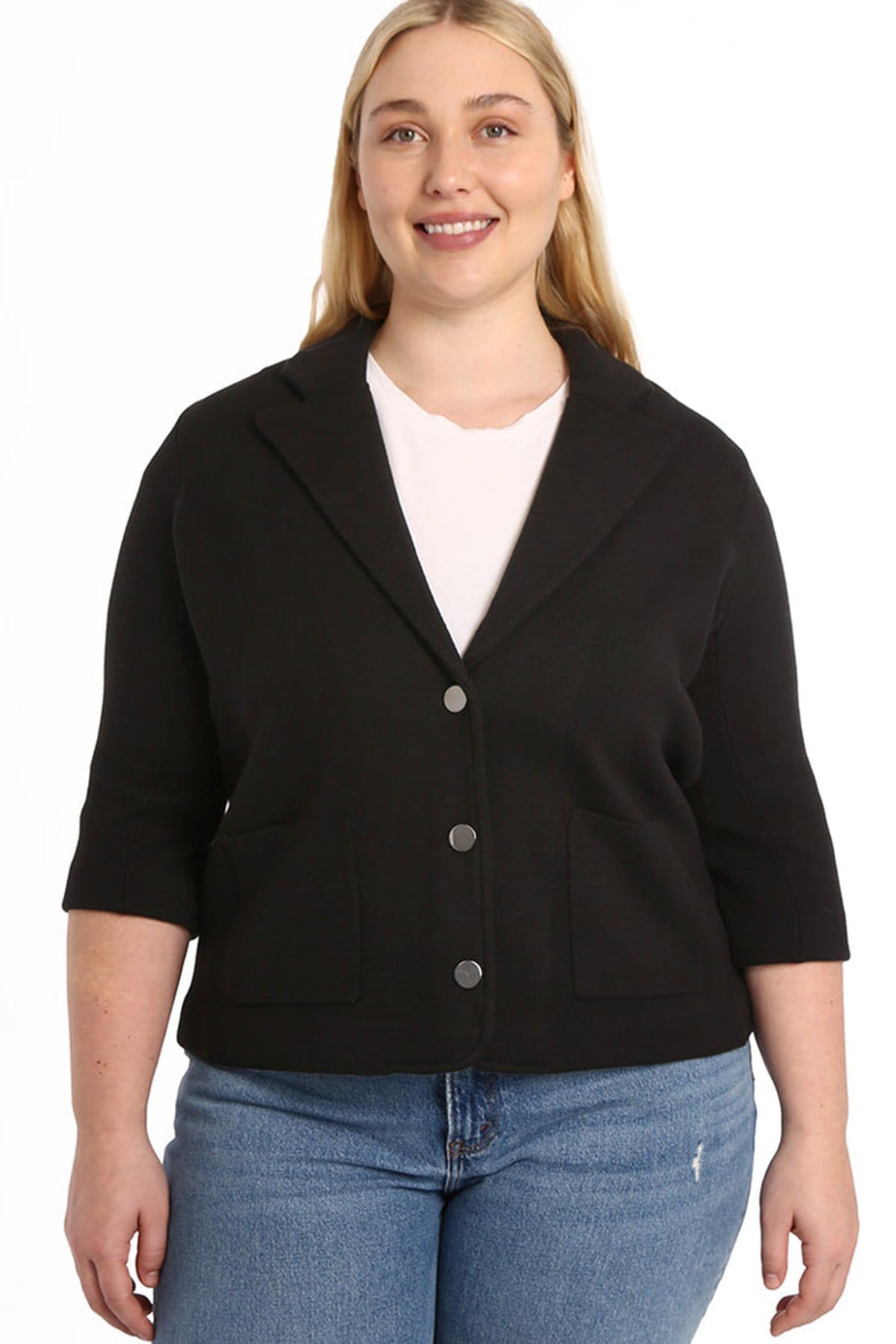 Cotton blend shrunken blazer, Black / Black, hi-res image number 0