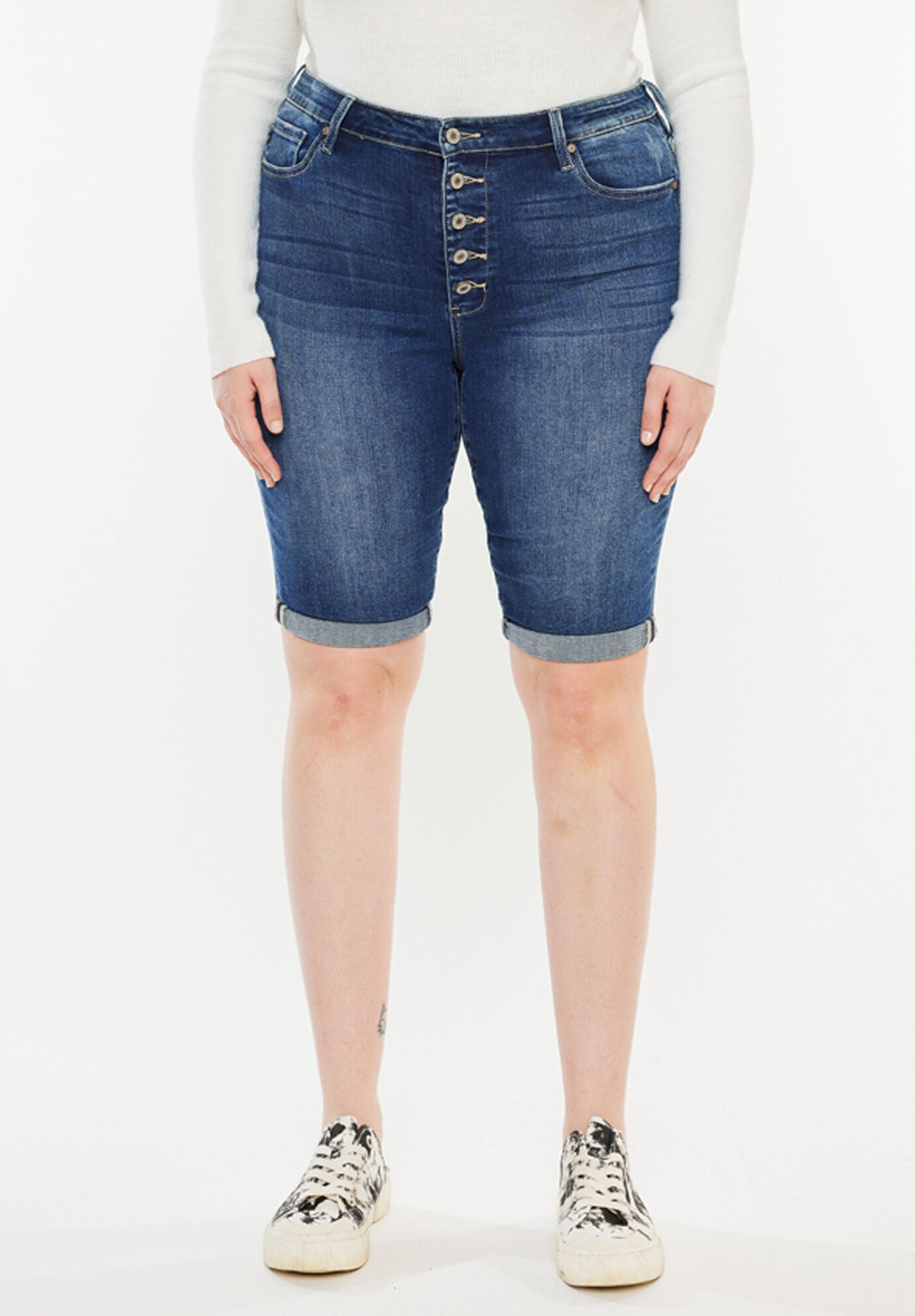 Tatiana High Rise Bermuda Shorts (Plus Size), Medium Wash / Medium Wash, hi-res image number 0
