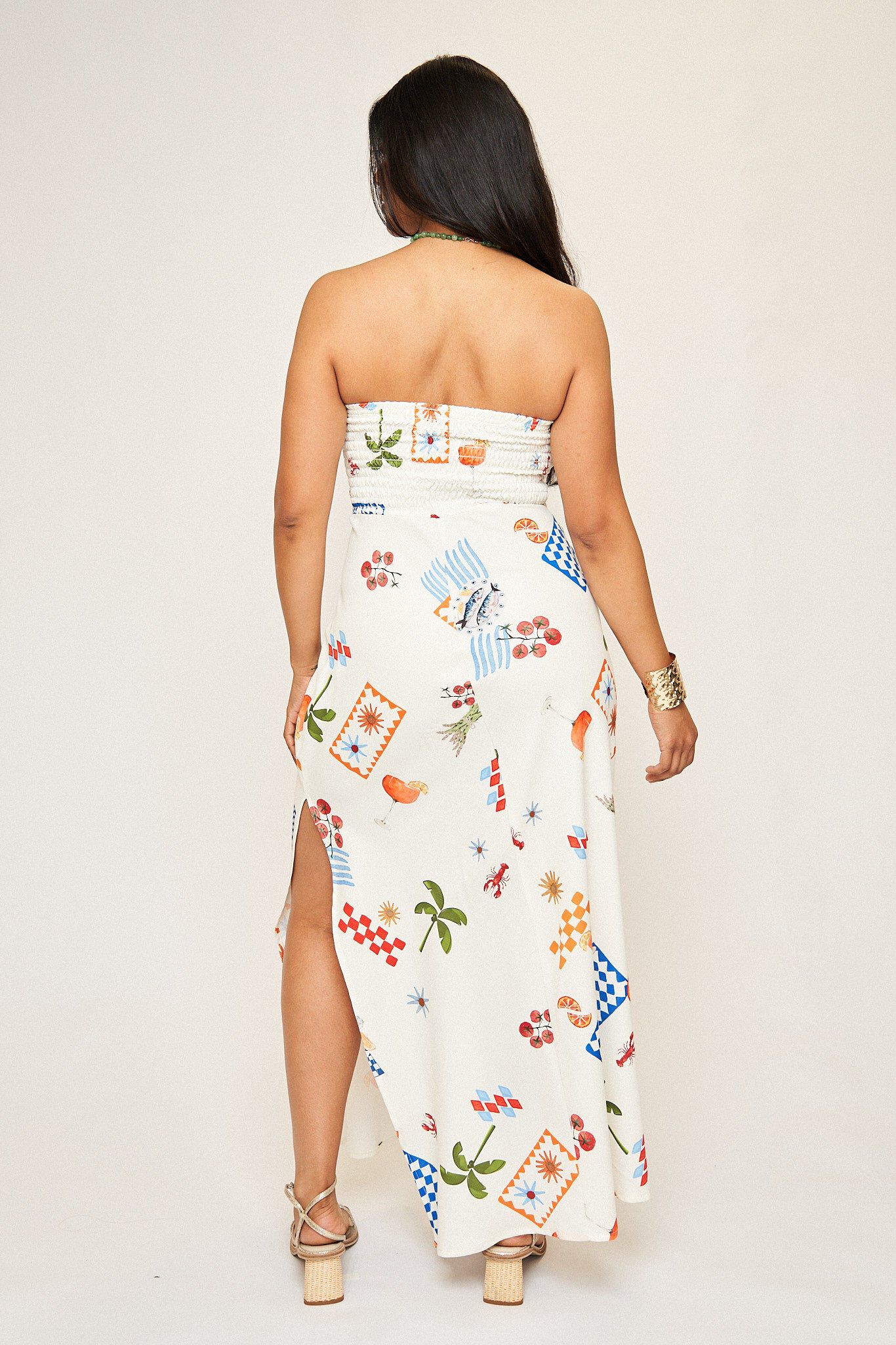 Chiara Bias Maxi Dress in Spuntino, Sputino / Cream, alternate image number 4