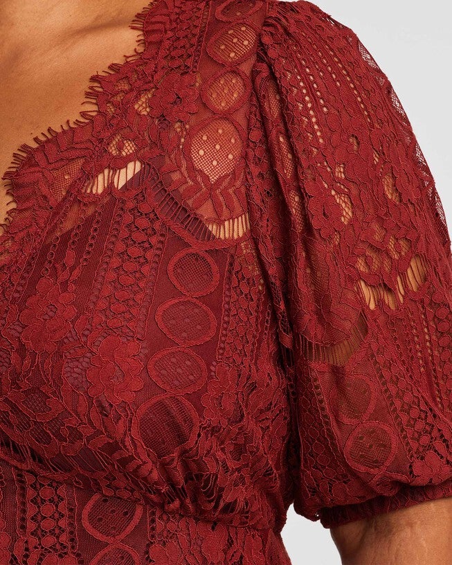 Liana Ginger Lace Mini Dress, Ginger / Rust, alternate image number 4
