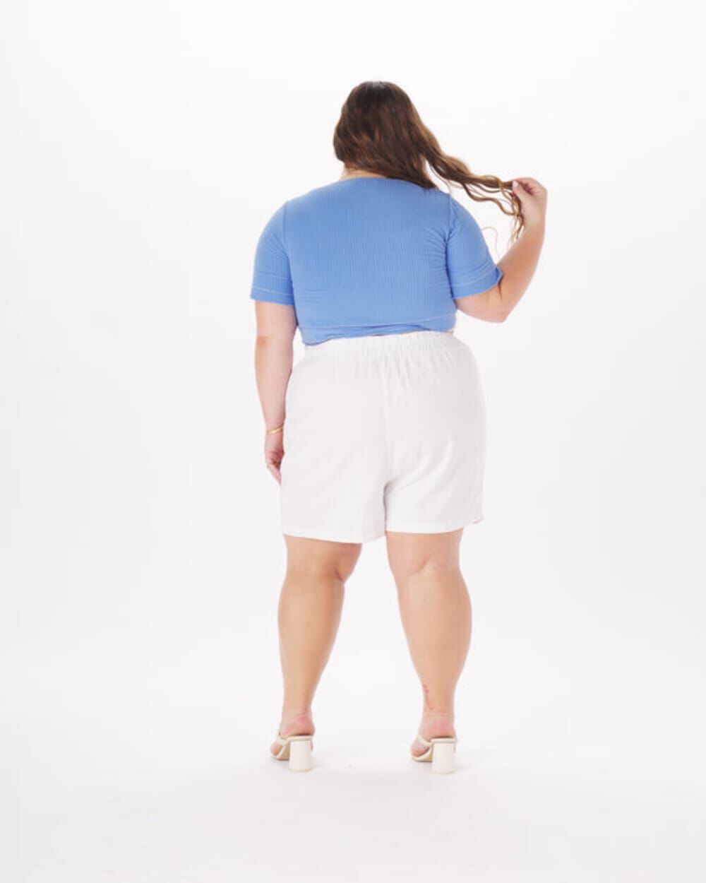 Dominique Tie-Around Crop Top, Dusty Blue / Dusty Blue, alternate image number 2