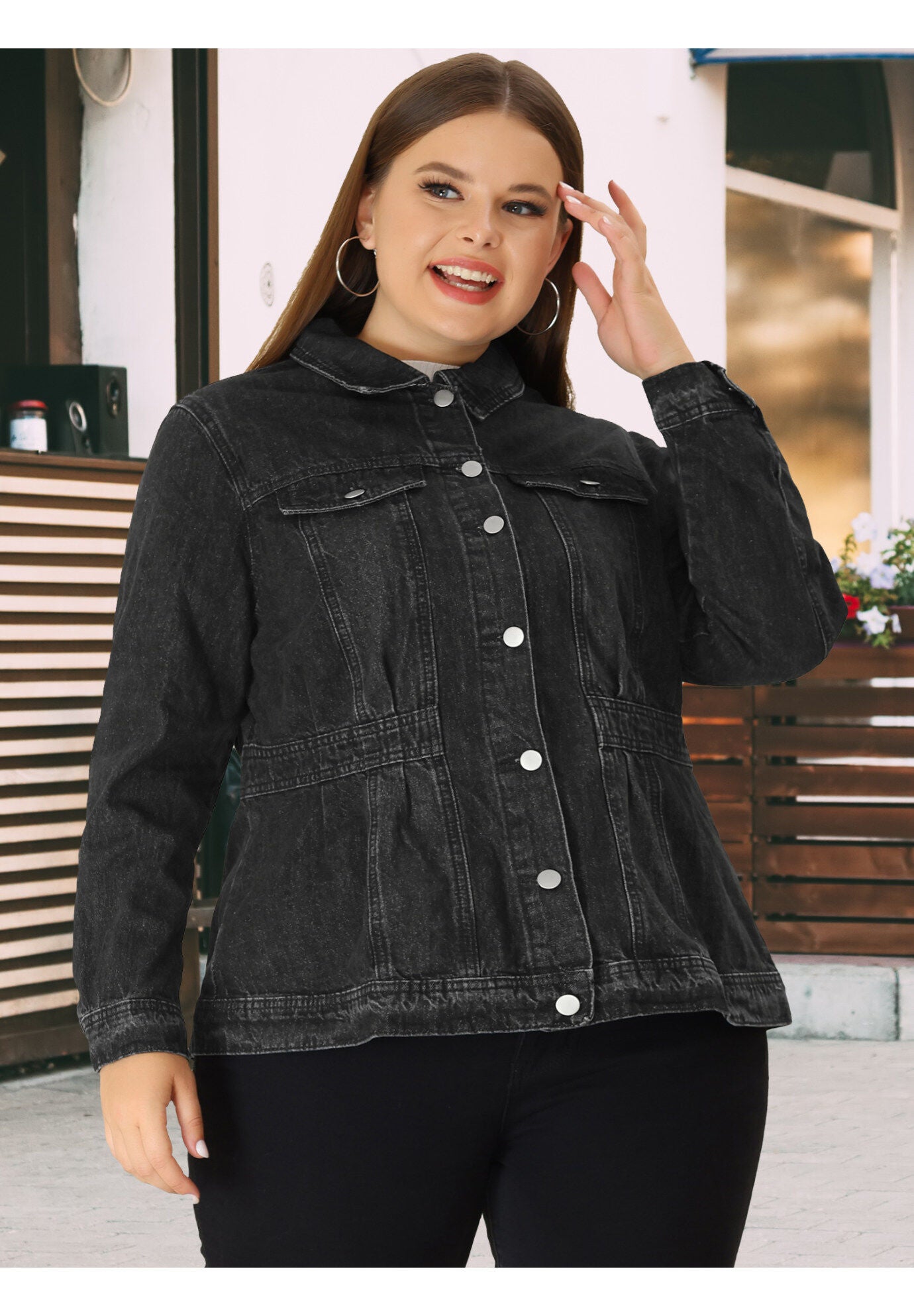 CLASSIC WASHED FRONT JEAN DENIM JACKET, Black / Black, hi-res image number 0