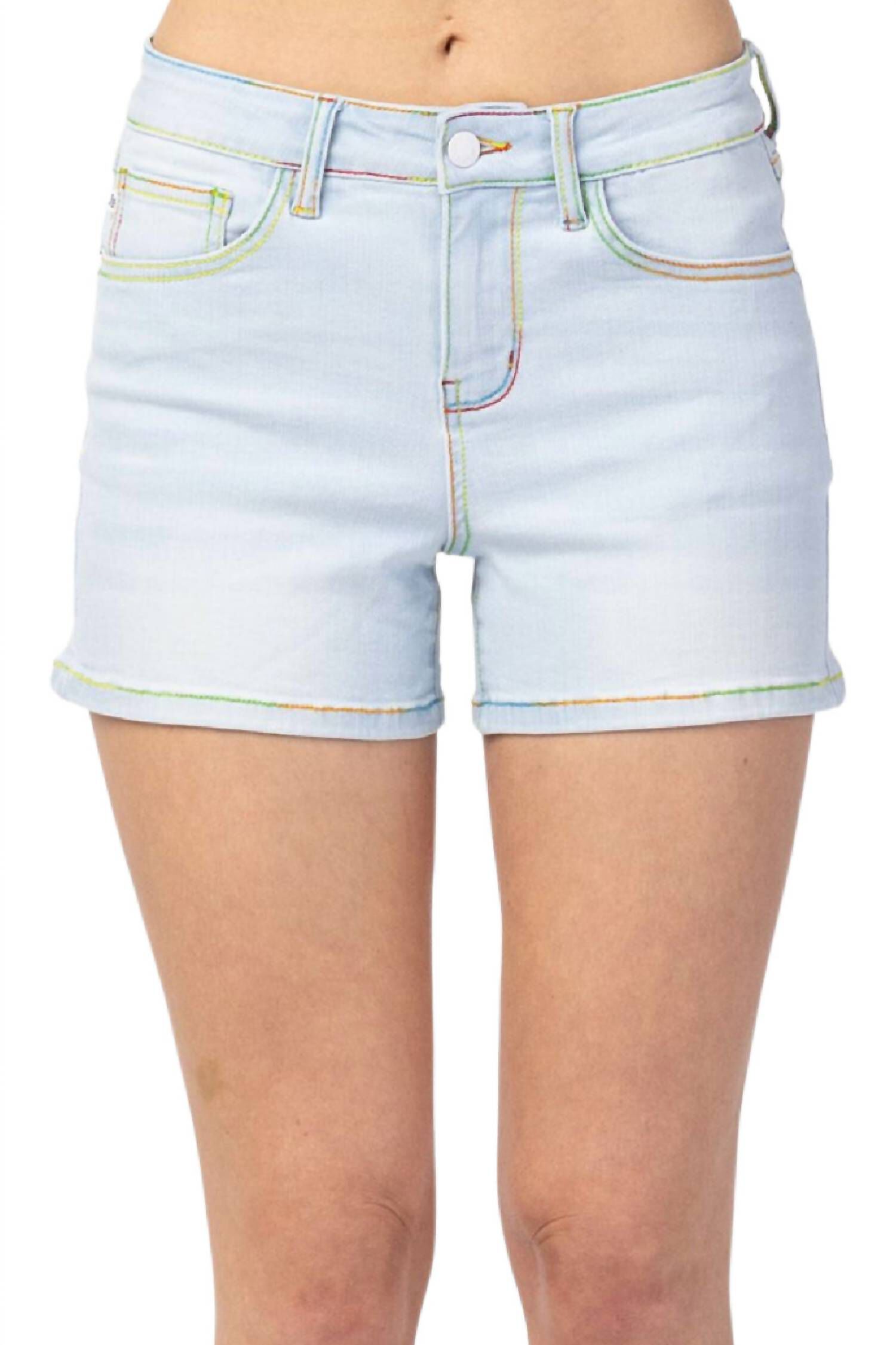 Rainbow Thread Mid Rise Short In Light Blue, Light Blue / Light Blue, hi-res image number 0
