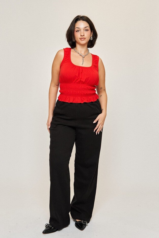 Molly Shirred Waist Top, Cherry / Red, alternate image number 3