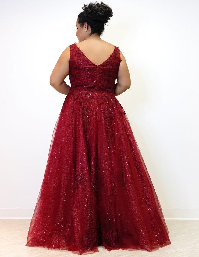 ALL THINGS LACE FORMAL GOWN, Wine / Burgundy, alternate image number null