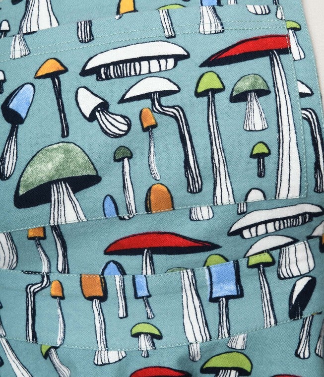 Unique Vintage Sage Green & Mushroom Print Brionne Pinafore Skirt, Sage Green Mushrroom Print / Sage Green, alternate image number null