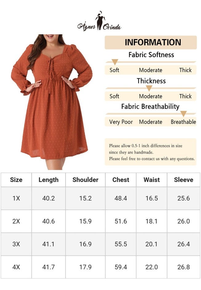 Swiss Dots Long Sleeve Sweetheart Neck Ruffle Tiered Midi Dress, Caramel / Brown, alternate image number null