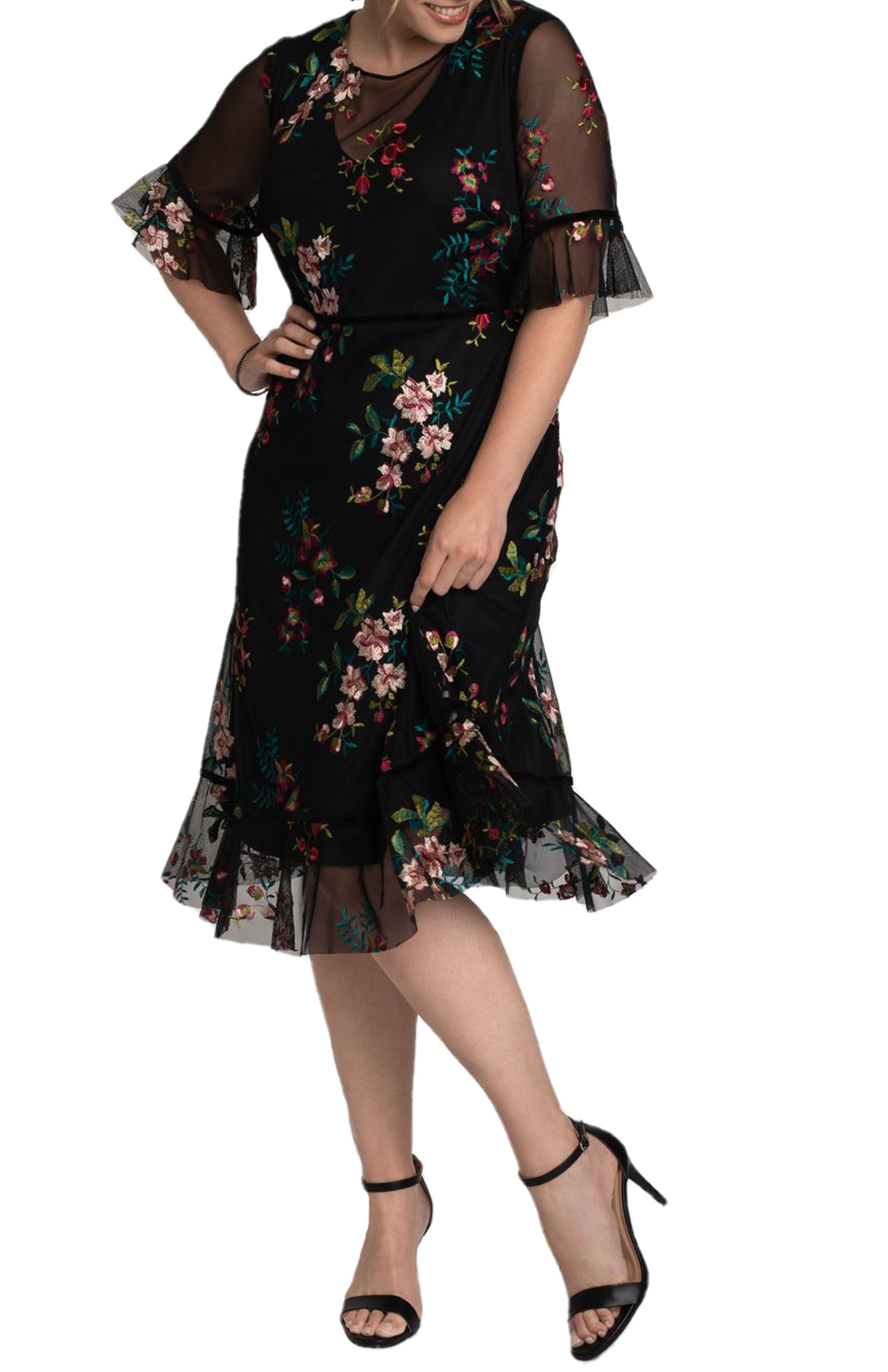 Wildflower Embroidered Dress, ONYX / Black, alternate image number 2