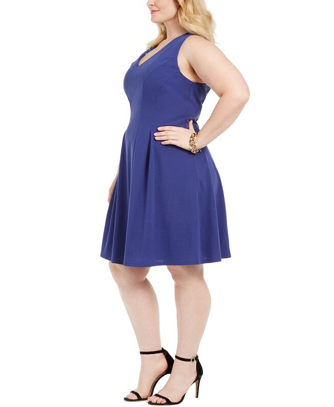 Teeze Me Juniors' Plus Size Sleeveless Fit & Flare Dress Navy Size 18, , alternate image number null
