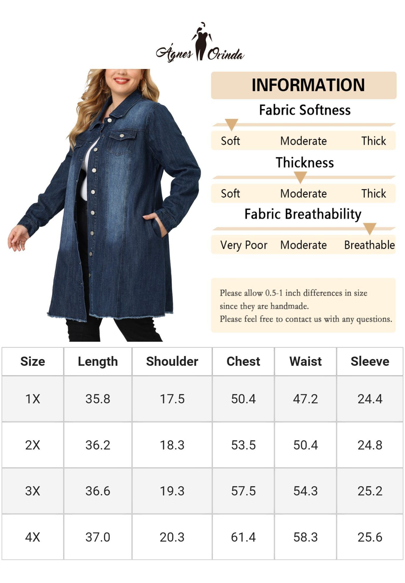 DISTRESSED BUTTON UP POCKET LONG DENIM JACKET, Dark Blue / Navy, alternate image number 4