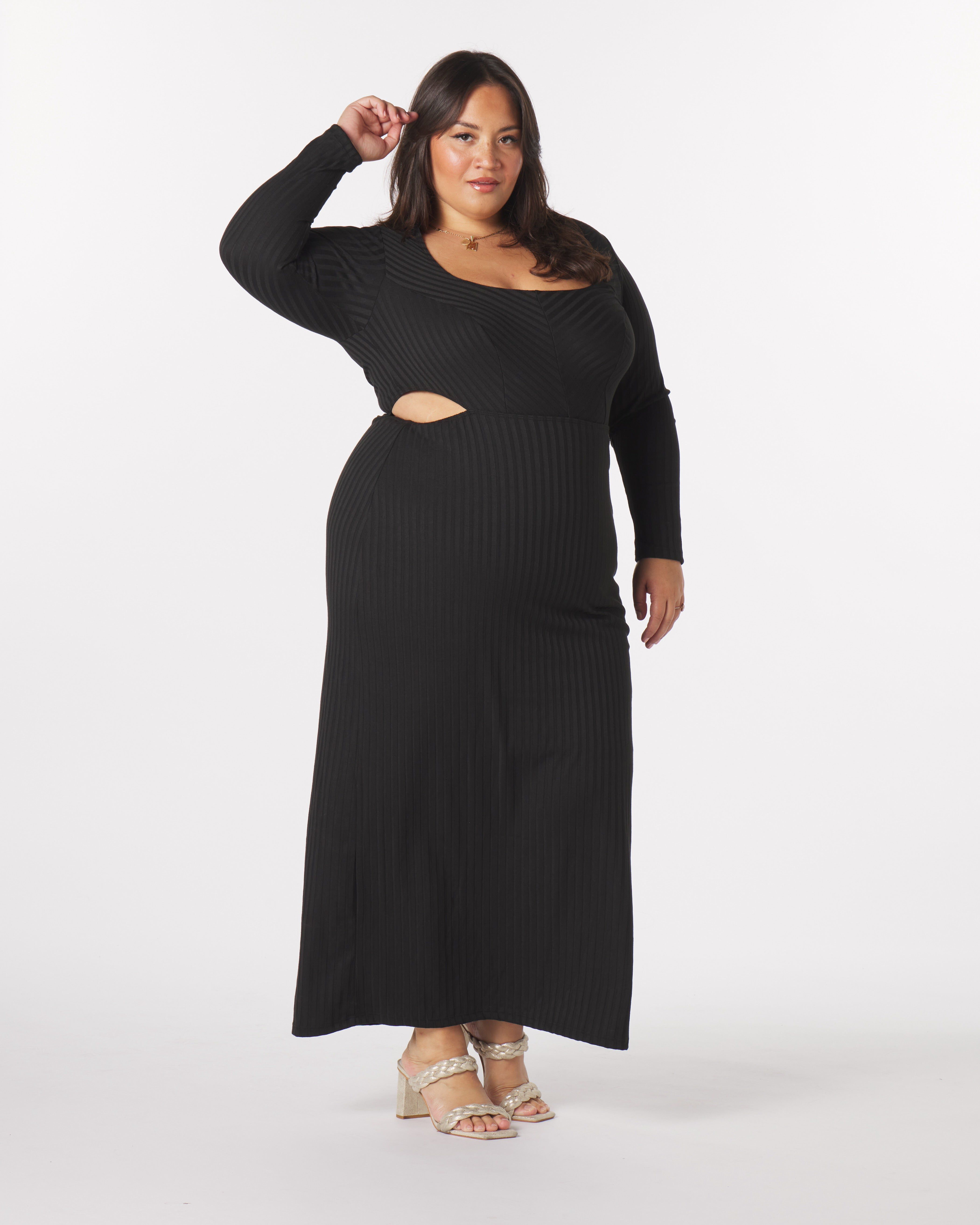 Madeline Cut-Out Maxi Dress, Black / Black, hi-res image number 0
