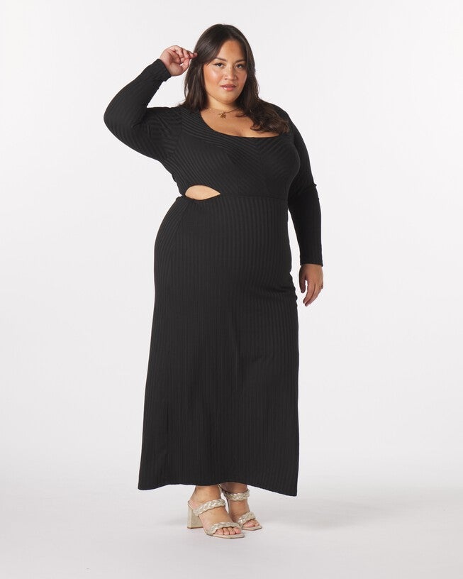 Madeline Cut-Out Maxi Dress, Black / Black, hi-res image number 0