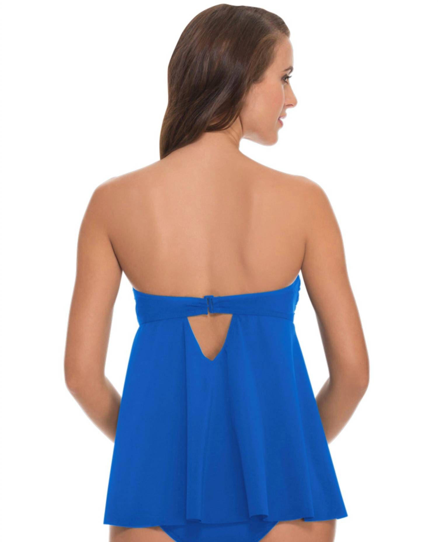 D-CUP BANDEAU FLY AWAY TANKINI TOP, Tutti Frutti Hazy Perri / Azure Blue, alternate image number 2