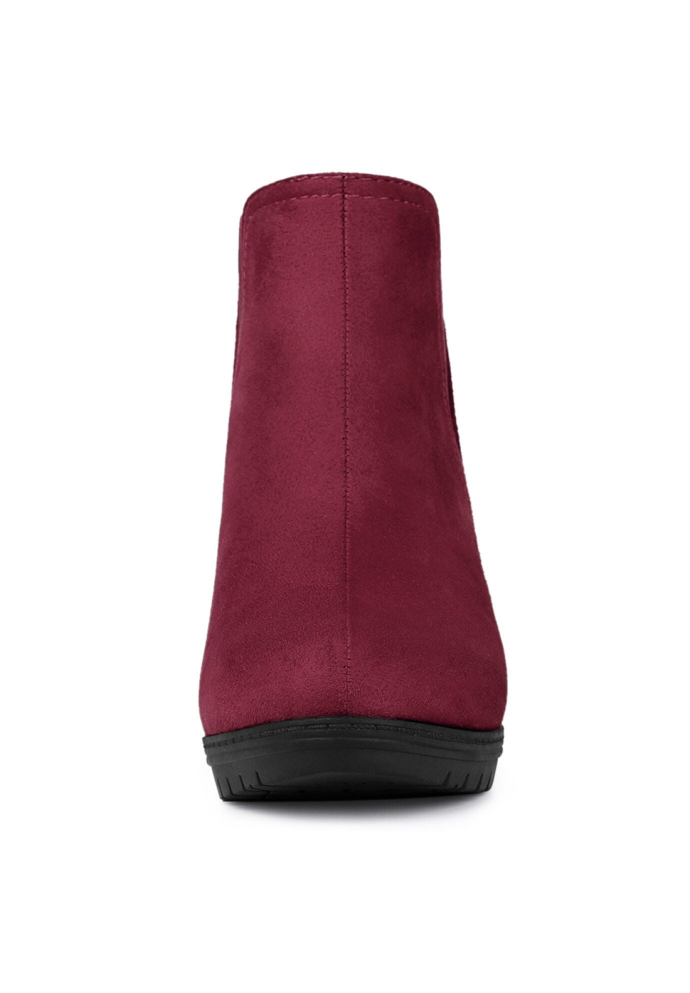 ROUND TOE CHELSEA ANKLE BOOTS, Burgundy / Burgundy, alternate image number 2