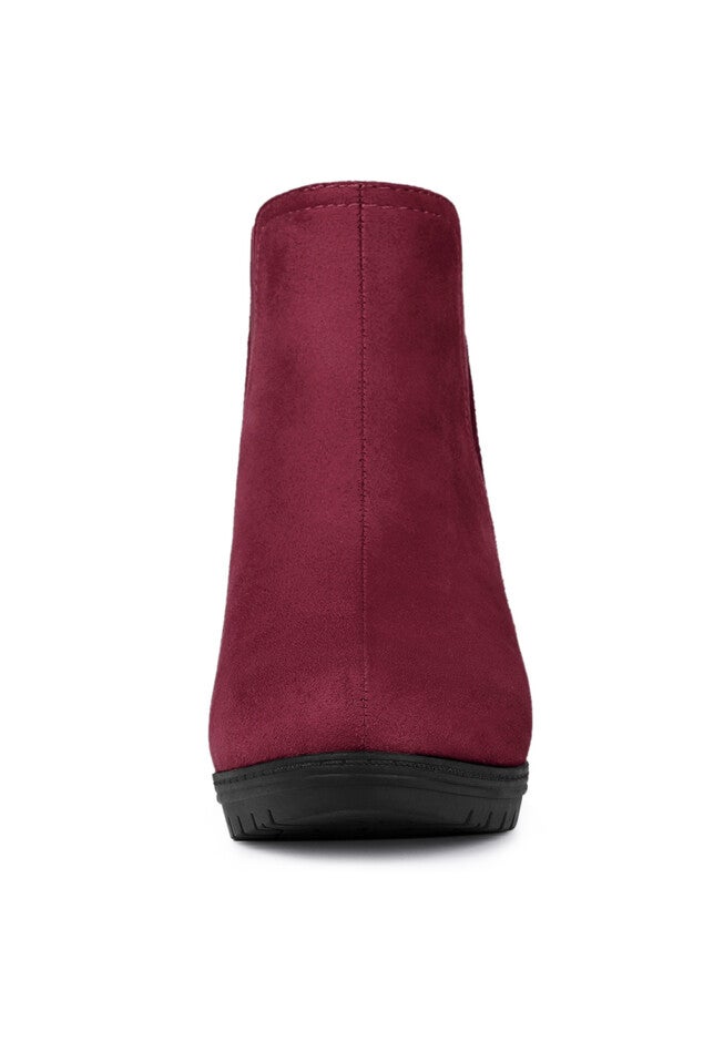 ROUND TOE CHELSEA ANKLE BOOTS, Burgundy / Burgundy, alternate image number 2