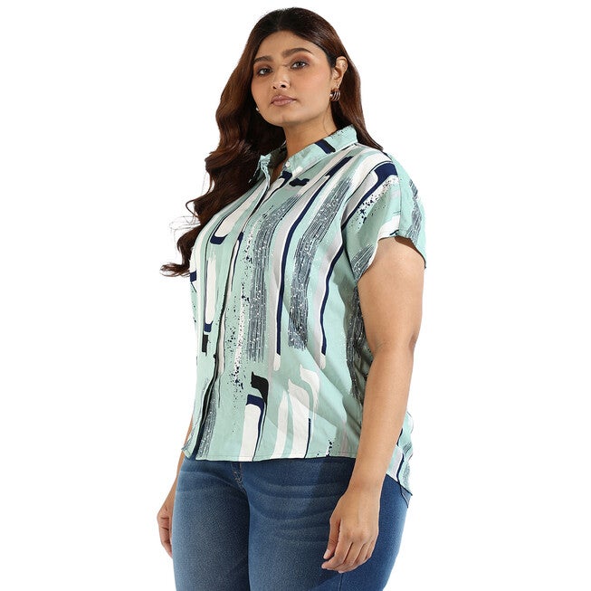 Women Graphic Design Shirts, Mint / Mint, alternate image number 3