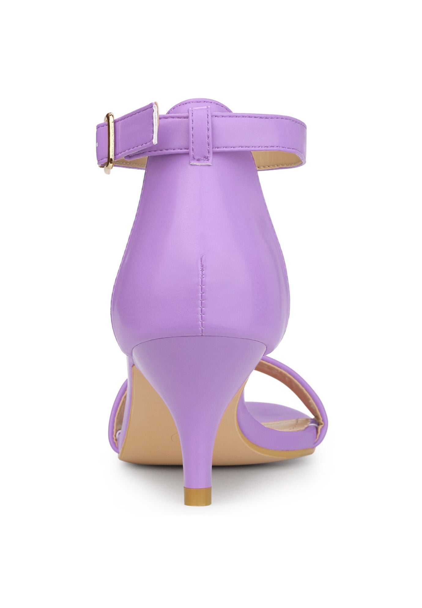 Open Toe Kitten Heeled Ankle Strap Sandals, Purple / Purple, alternate image number 2