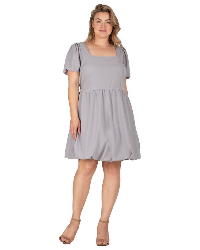 Zenith Women's Balloon Skirt Plus Size Mini Dress, Grey / Light Grey, hi-res image number 0