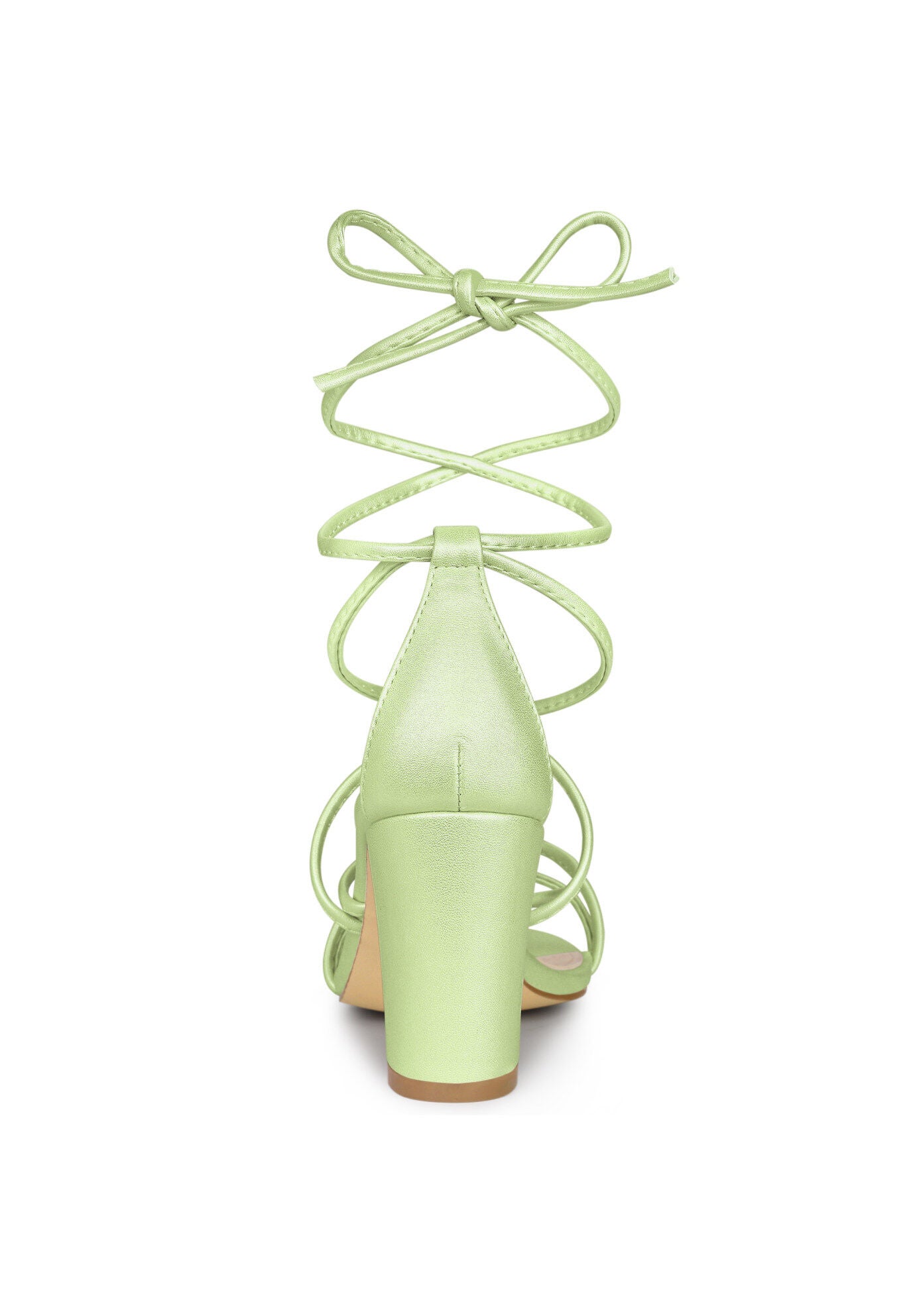 Strappy Lace Up Chunky Heeled Heels Sandals, Lime Green / Light Green, alternate image number 2