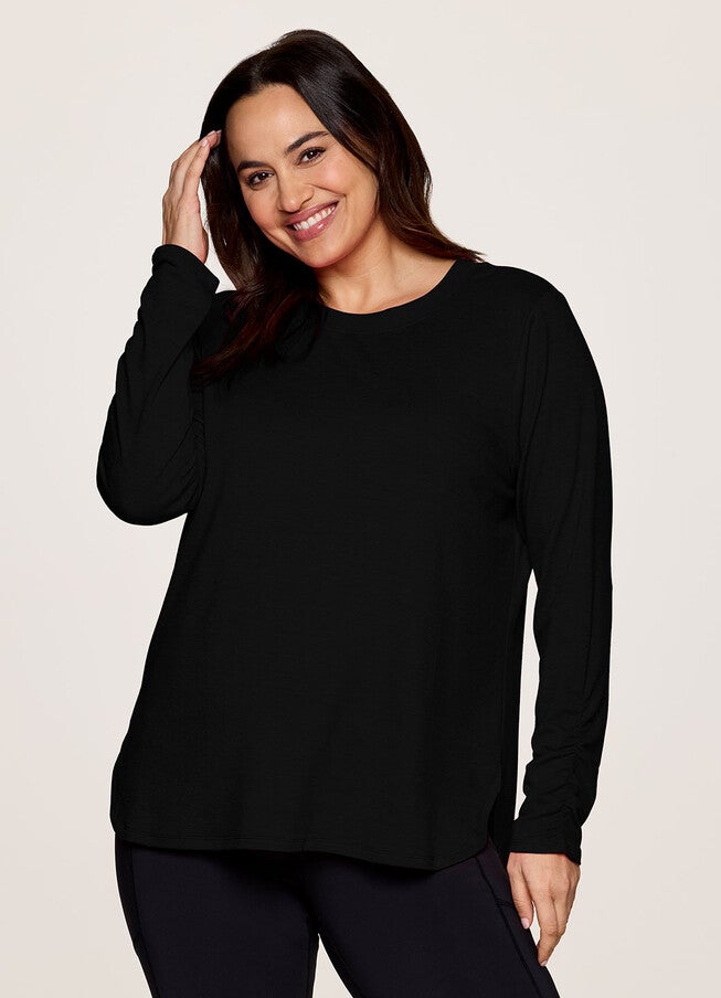 Plus No Sweat Pullover, Black / Black, alternate image number 2